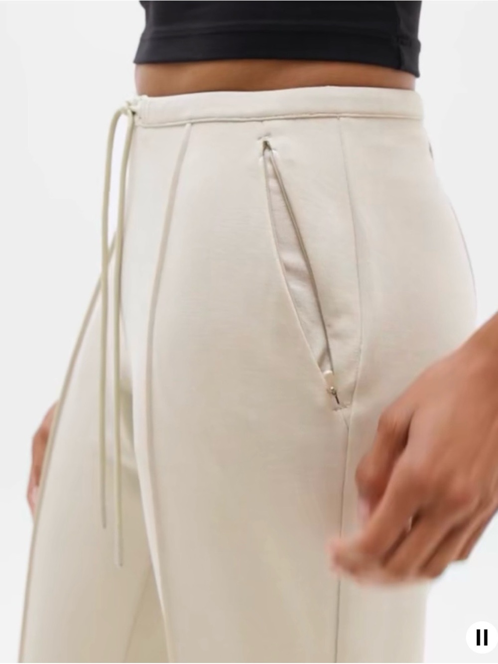 Athleta SeaSoft Pintuck Pant Cream Wide-Leg Drawstring Pants NWT - Picture 3 of 14
